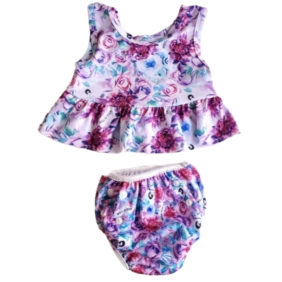 Will & Fox 2 Piece Swim Tankini & Diaper Floral Baby Girls 0-36 Months - Picture 1 of 9